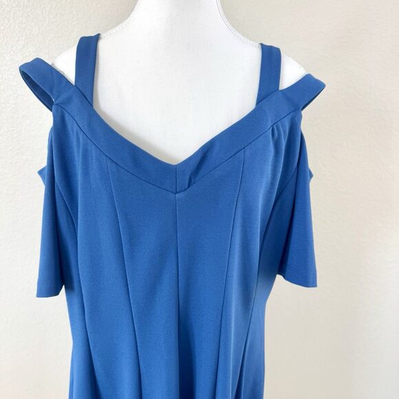 $99 Lane Bryant Strappy Cold Shoulder Fit & Flare Dress Royal Blue Plus Size 16 - Picture 5 of 16